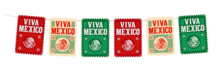 Viva Mexico Mexican holiday vector, street decoration, master collection.