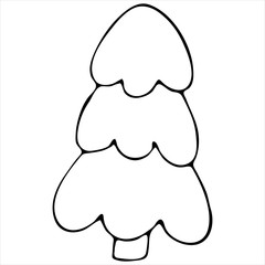 abstract christmas tree for christmas and new year, cute winter doodles, coloring book, doodle style vector element