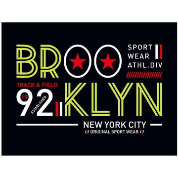 Brooklyn typography design, varsity, for apparels and t-shirt print graphics, vector illustrations