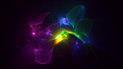 3D rendering abstract multicolor fractal light background