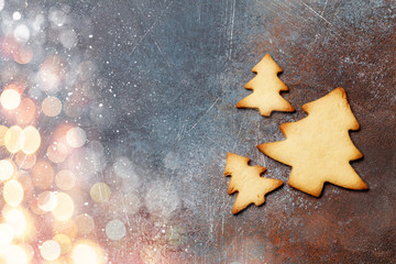 Christmas greeting card with gingerbread cookies