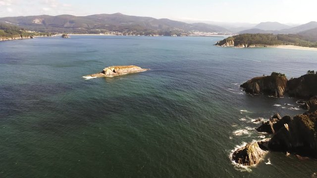 Fucino Do Porco. Beautiful landscape and Cliffs in Galicia,Spain. Aerial Drone Footage