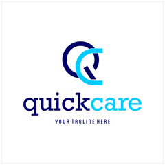 Modern Initial  QC with Letter Quick care for Clinic or Public Health Service Icon Logo Vector Design