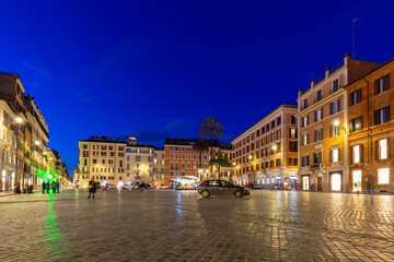 Fototapeta na wymiar Amazing architecture of the old town of Rome city at night, Italy