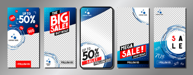 Social media advertisement - sale templates - vector illustration, 16:9 proportions