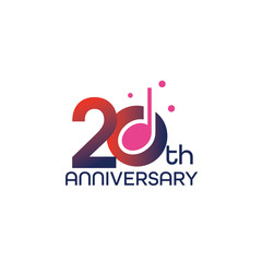 Vector anniversary logo design template with music note, 20th anniversary