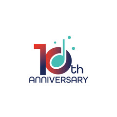 Vector anniversary logo design template with music note, 10th anniversary