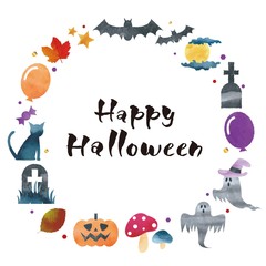 水彩のハロウィンフレーム