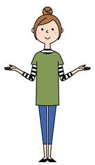 両手を広げる若い女性　ママ