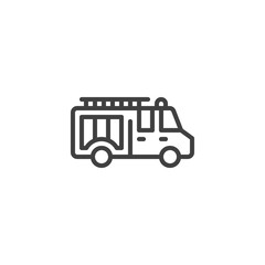 Fire truck line icon. linear style sign for mobile concept and web design. Fire engine outline vector icon. Symbol, logo illustration. Vector graphics