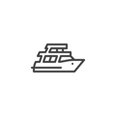 Yacht boat line icon. linear style sign for mobile concept and web design. Cruise ship outline vector icon. Symbol, logo illustration. Vector graphics