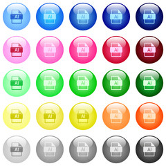 AI file format icons in color glossy buttons