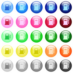 Gas station icons in color glossy buttons