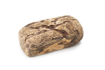 Brown bread isolated on white background.