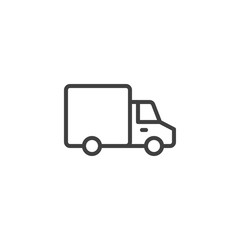 Delivery truck line icon. linear style sign for mobile concept and web design. van truck outline vector icon. Shipping symbol, logo illustration. Vector graphics