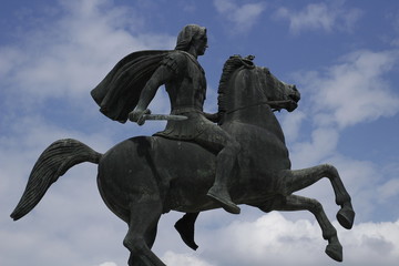 Fototapeta premium Photograph of the Statue of Alexander The Great monument, in Thessaloniki, Greece, on a clear summer day