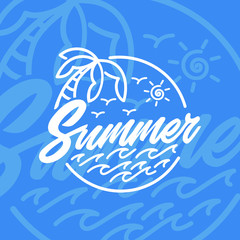 Fototapeta na wymiar Vintage Summer Beach Vacation T-shirt Design Illustration
