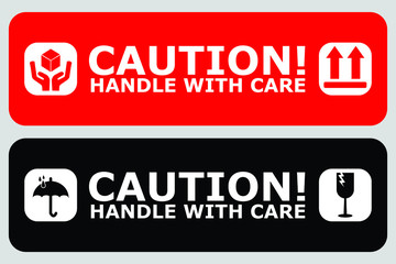 Fragile, Handle with Care or Package Label stickers set. Banner format. EPS 10 vectors.
