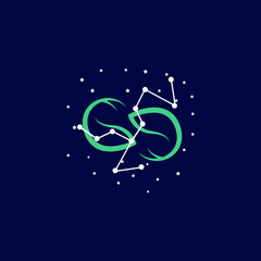 Pisces zodiac sign logo. vector illustration. 