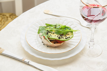 the morning Breakfast sandwich with avocado.