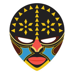 
African tribal mask, flat design of kwele mask vector 
