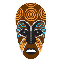 
A vintage traditional mask, flat style of mayan mask 

