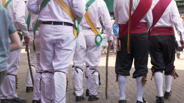 Morris Men Dancers On High Street England Uk