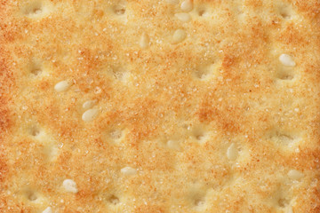 Culinary texture. A fragment of the surface of a French cracker close-up.