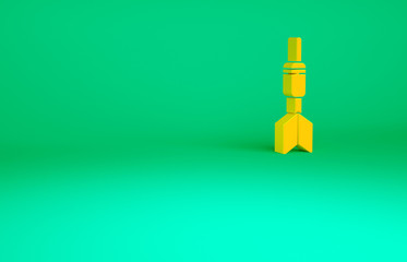 Orange Dart arrow icon isolated on green background. Minimalism concept. 3d illustration 3D render.