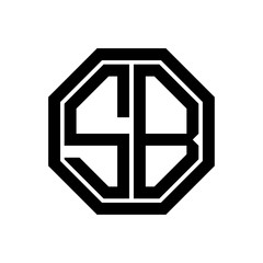 SB initial monogram logo, octagon shape, black color