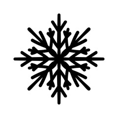 Black hand drawn snowflake logo icon design template isolated on white background. New year and winter doodle symbol for print, web, design, Christmas decoration, label or mobile app
