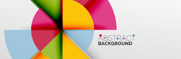 Obraz premium Bright color circles, abstract round shapes and triangles composition with shadow effects. Vector modern geometric design template