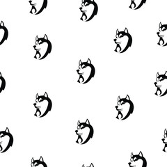 Pattern - Husky dog ​​- monochrome black and white silhouette.