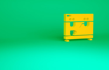 Orange Coffee machine icon isolated on green background. Minimalism concept. 3d illustration 3D render.