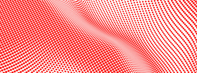 Wavy surface with optical illusion. Abstract polka dots pattern. Vector illustration.