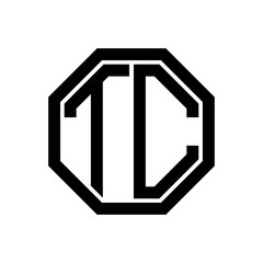 TC initial monogram logo, octagon shape, black color