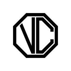 VC initial monogram logo, octagon shape, black color