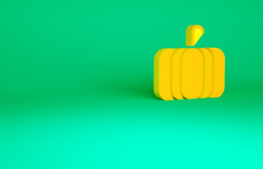 Orange Pumpkin icon isolated on green background. Happy Halloween party. Minimalism concept. 3d illustration 3D render.