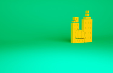 Orange City landscape icon isolated on green background. Metropolis architecture panoramic landscape. Minimalism concept. 3d illustration 3D render.