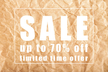 SALE banner on wrapping paper background