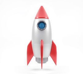 Rocket isolated on white background simple retro spaceship icon