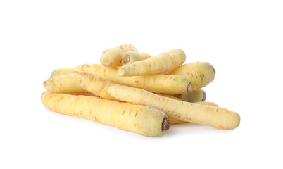 Whole fresh raw carrots isolated on white