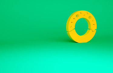 Orange Donut with sweet glaze icon isolated on green background. Minimalism concept. 3d illustration 3D render.