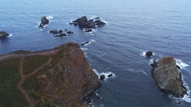 Galicia. Landscape in  the Coast of Xuncos. Loiba, A Coruna,Spain. Aerial Drone Footage
