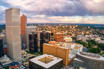 Obraz premium Aerial View of Denver, Colorado at Sunset