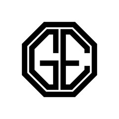 GE initial monogram logo, octagon shape, black color