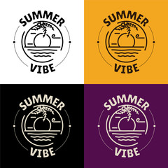 Summer Vibe Icon/Label/Badge of beach in summer (Suited for your summer theme project or badge  on T-Shirt)