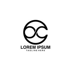 Naklejka premium Initial letters oc, round overlapping chain shape lowercase logo modern design monogram black 