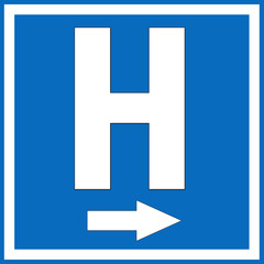 Hospital sign isolated on white background.