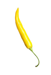 Ripe yellow hot chili pepper isolated on white